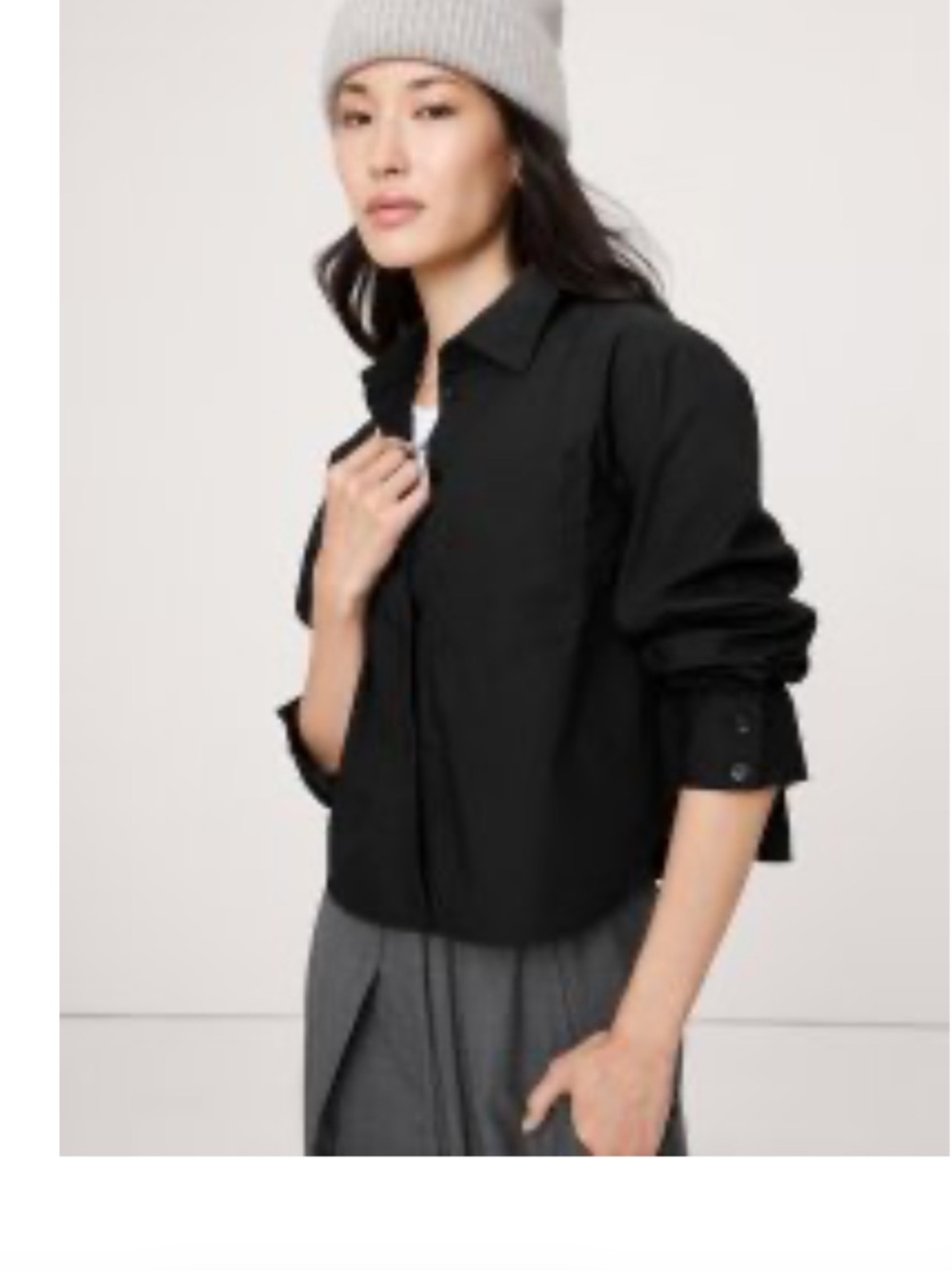 Banana Republic cotton poplin ruffle back shirt in size large
